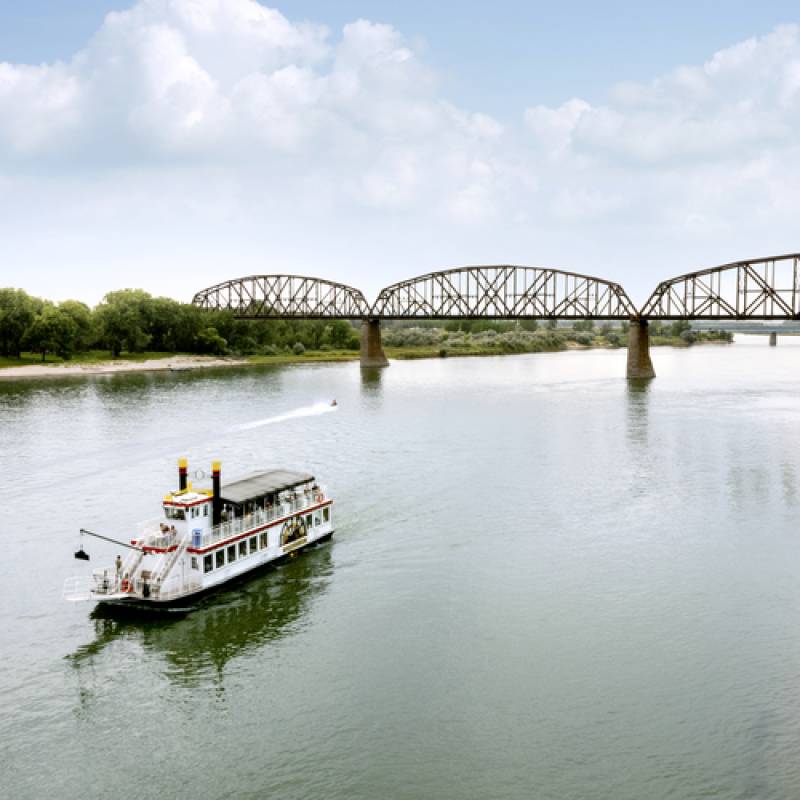 The Lewis and Clark Riverboat offers summer cruises on the Missouri River, Mandan, ND, 