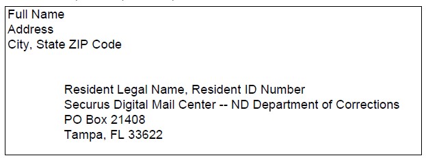 Example of Telephone Application Envelope addressed to Securus